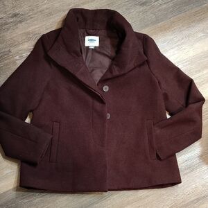 Old Navy Women's Burgundy Peacoat with Wide Collar